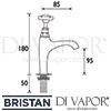 Bristan 1901 High Neck Pillar Taps Dimensions